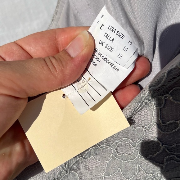 MoriLee bridesmaid/prom full length dress, lace bodice, strapless, chiffon skirt - Picture 7 of 9